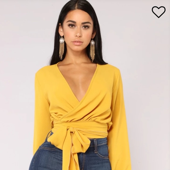 Fashion Nova Tops - Yellow Wrap Top